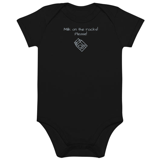 NEO [Milk on the rocks!Please!] Embroidered organic cotton baby bodysuit