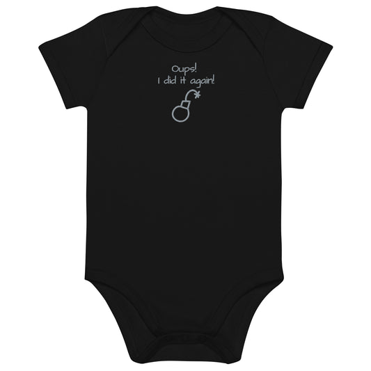 NEO [OUPS! I did it again] Embroidered organic cotton baby bodysuit