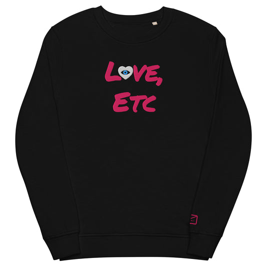 Embroidered organic sweatshirts love etc